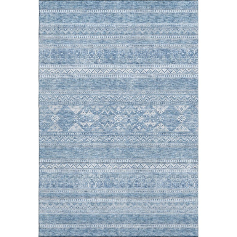 3' X 5' Sky Blue And Ivory Southwestern Washable Area Rug With UV Protection