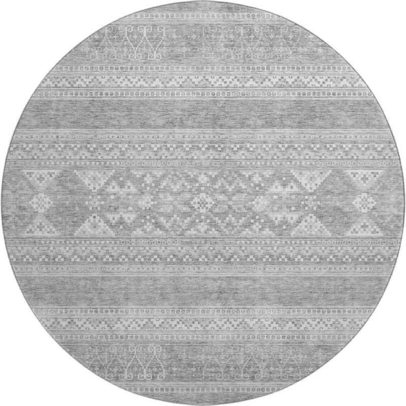 3' X 5' Silver And Gray Southwestern Washable Area Rug With UV Protection