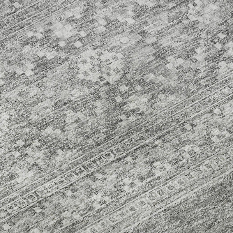 3' X 5' Silver And Gray Southwestern Washable Area Rug With UV Protection