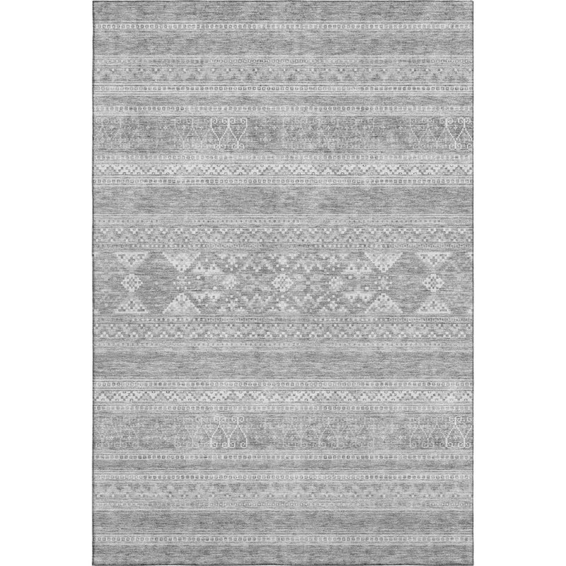 3' X 5' Silver And Gray Southwestern Washable Area Rug With UV Protection