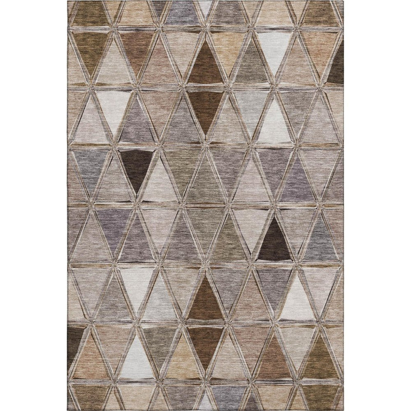 5' X 8' Brown Gray And Ivory Geometric Washable Area Rug With UV Protection