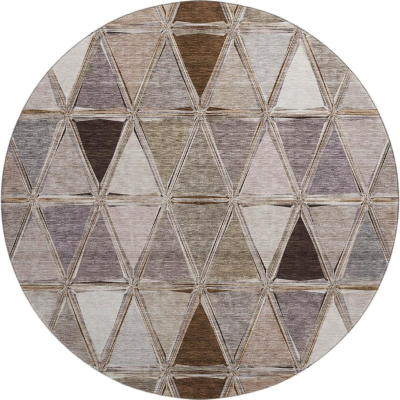 5' X 8' Brown Gray And Ivory Geometric Washable Area Rug With UV Protection