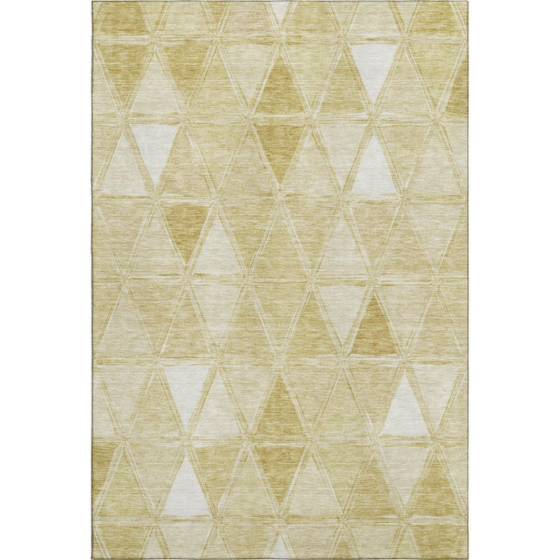 5' X 8' Gold And Ivory Geometric Washable Area Rug With UV Protection