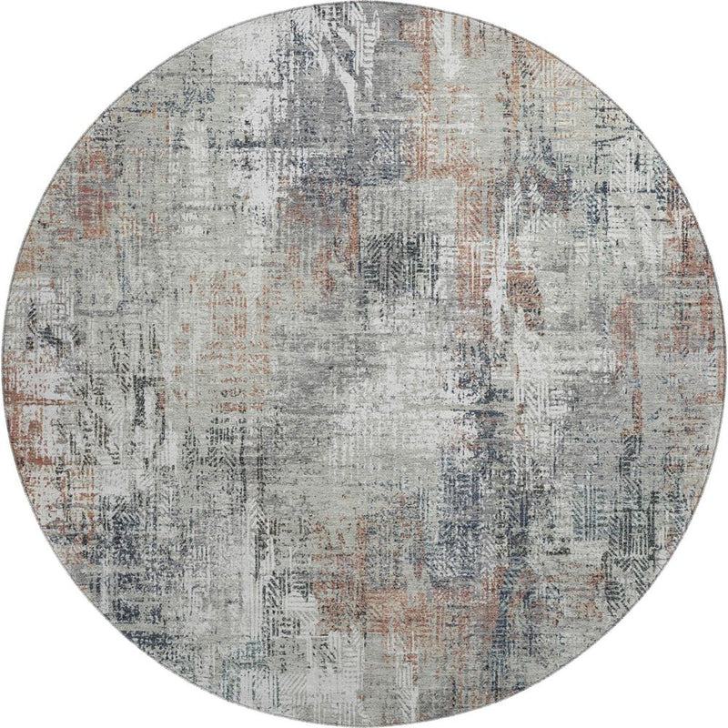 5' X 8' Taupe Copper And Beige Abstract Washable Area Rug With UV Protection