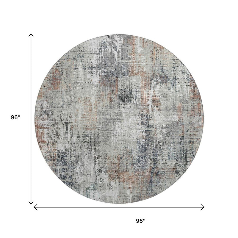 5' X 8' Taupe Copper And Beige Abstract Washable Area Rug With UV Protection