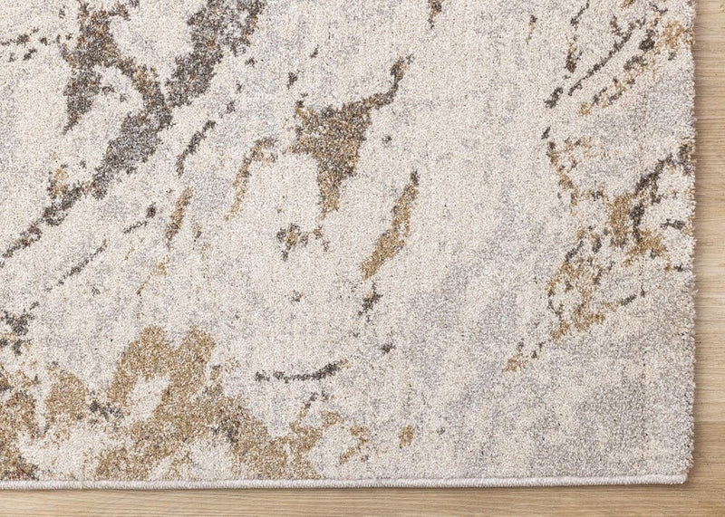 5' X 8' White And Gray Abstract Area Rug