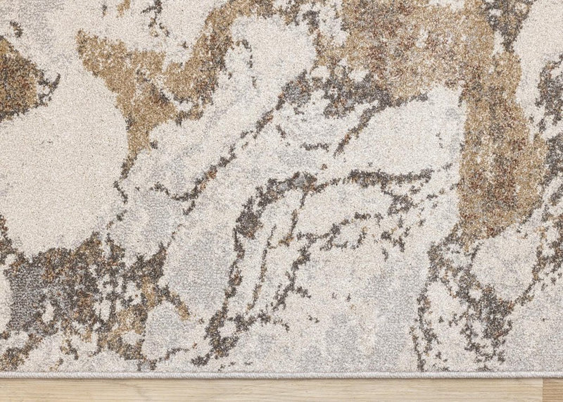 5' X 8' White And Gray Abstract Area Rug