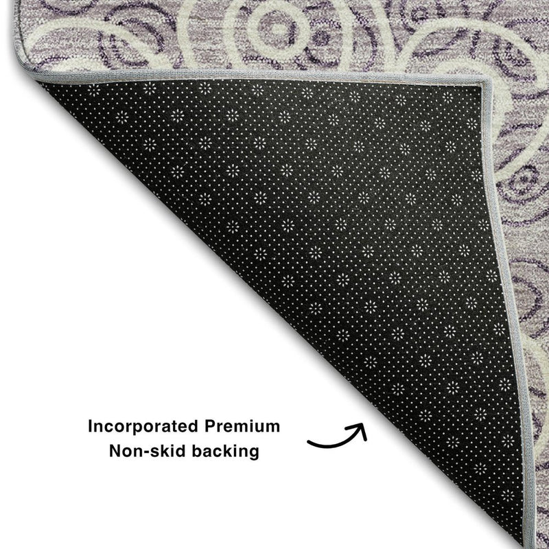8' X 10' Lavender And Ivory Polka Dot Washable Area Rug With UV Protection