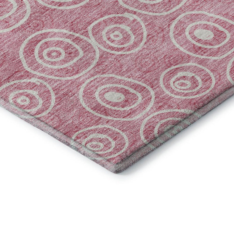 9' X 12' Pink And Ivory Polka Dot Washable Area Rug With UV Protection