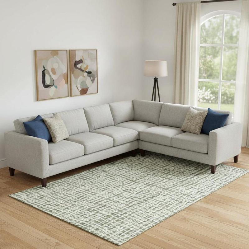 10' X 14' Green And Ivory Striped Washable Area Rug With UV Protection