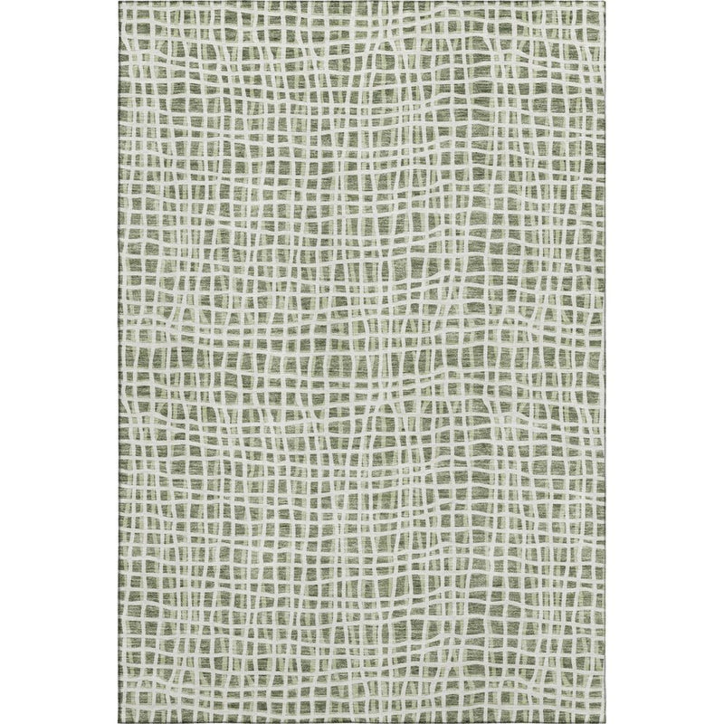 10' X 14' Green And Ivory Striped Washable Area Rug With UV Protection