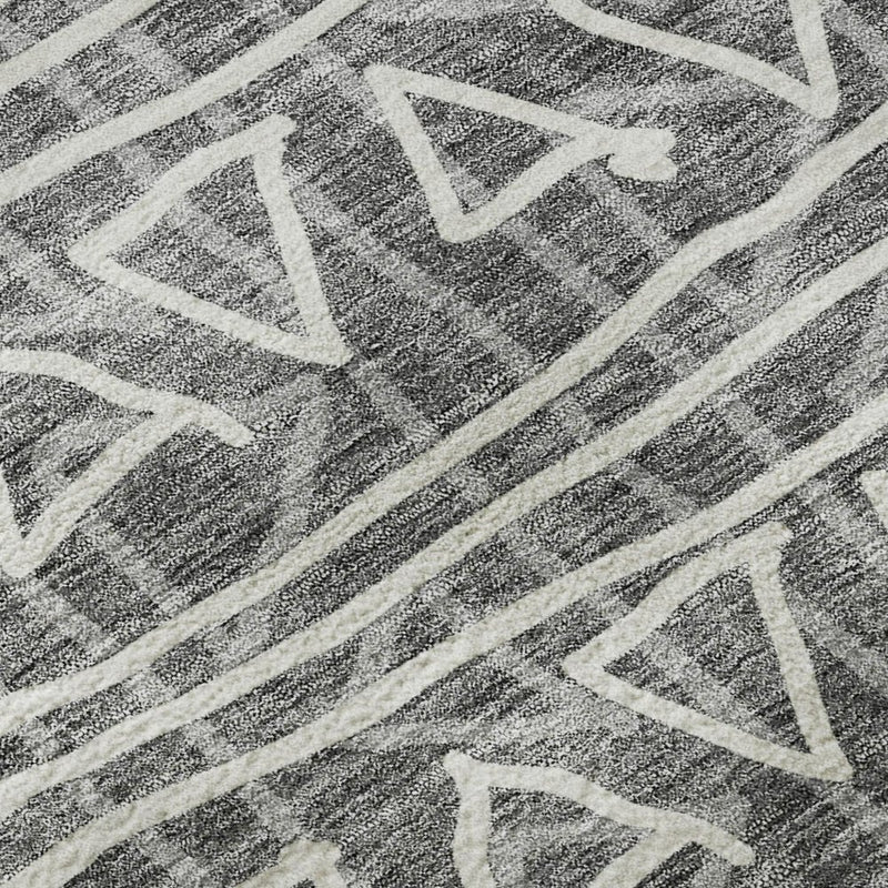 8' X 10' Charcoal And Ivory Geometric Washable Area Rug With UV Protection