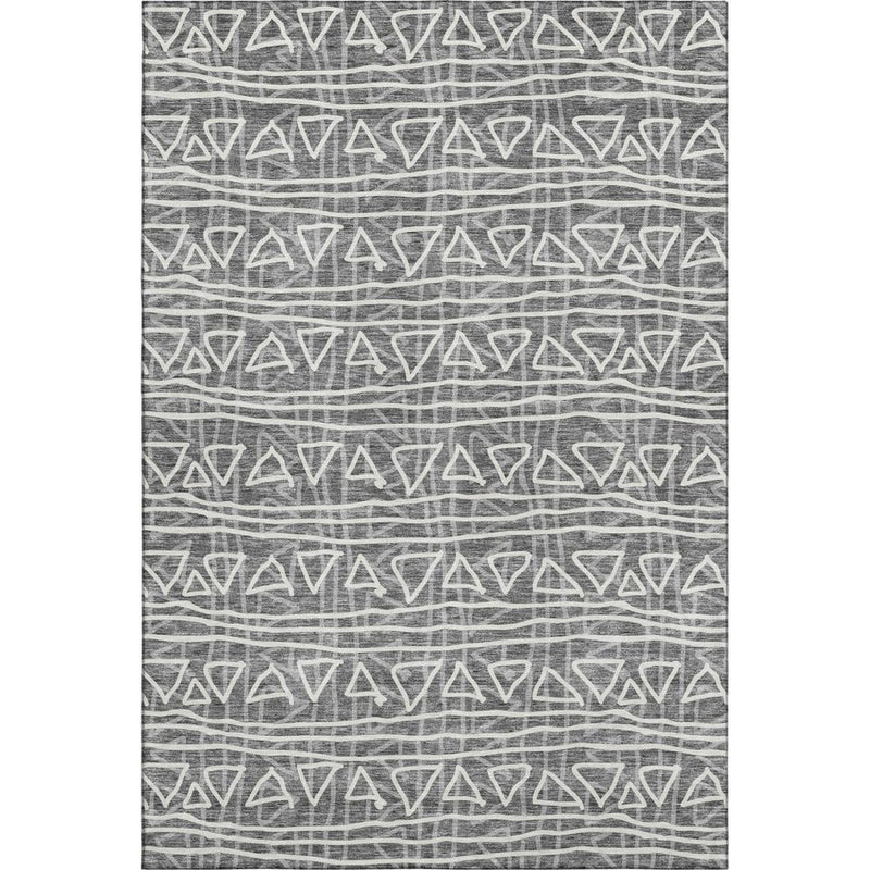 9' X 12' Charcoal And Ivory Geometric Washable Area Rug With UV Protection