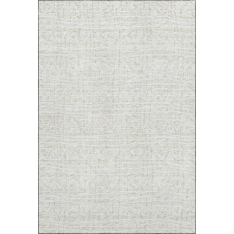 8' X 10' Ivory And Beige Geometric Washable Area Rug With UV Protection