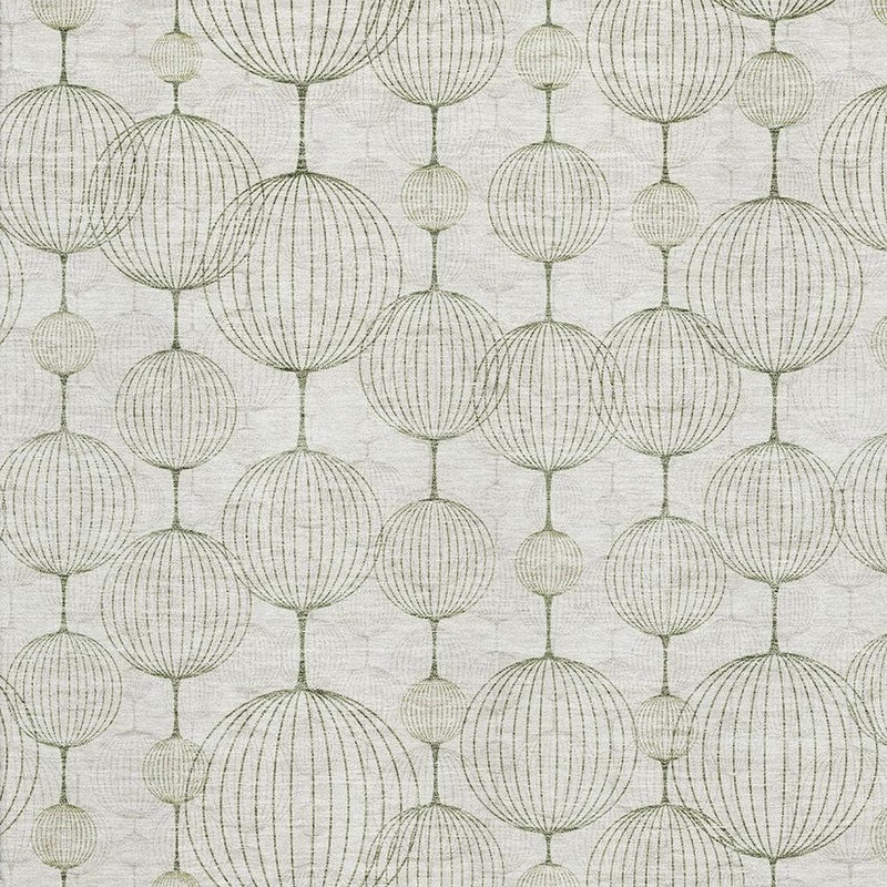 8' X 10' Green And Beige Geometric Washable Area Rug With UV Protection