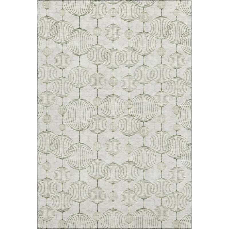 9' X 12' Green And Beige Geometric Washable Area Rug With UV Protection
