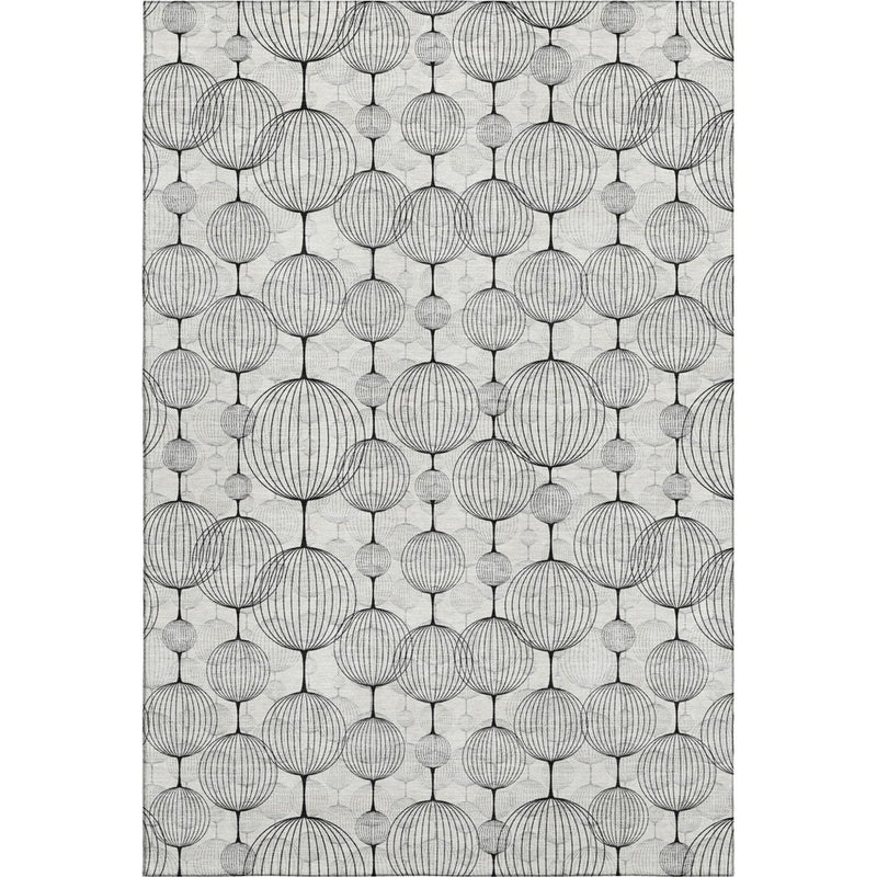 9' X 12' White And Gray Geometric Washable Area Rug With UV Protection