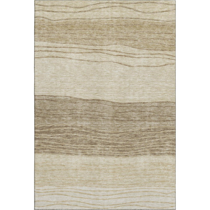 10' X 14' Beige And Brown Striped Washable Area Rug With UV Protection