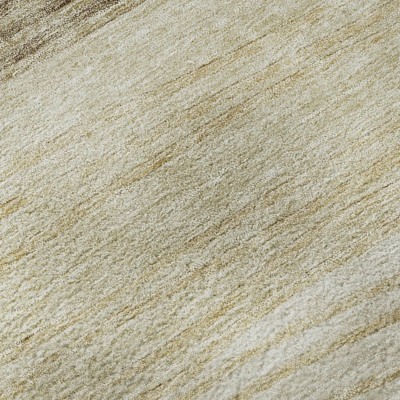 10' X 14' Beige And Brown Striped Washable Area Rug With UV Protection