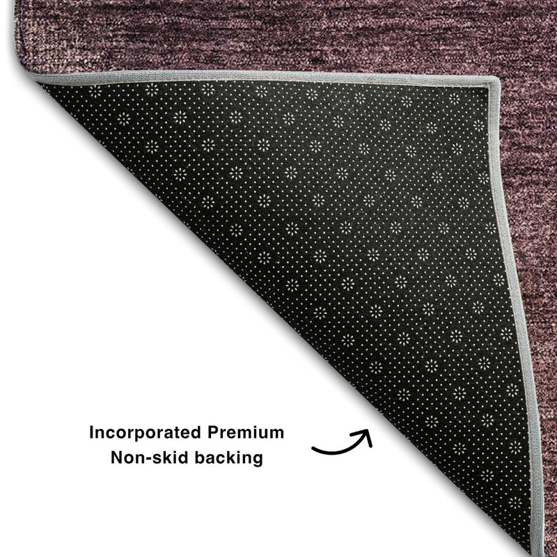 8' X 10' Plum And Beige Abstract Washable Area Rug With UV Protection