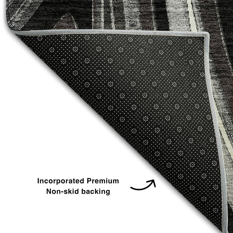 10' X 14' Black Gray And White Marble Washable Area Rug With UV Protection