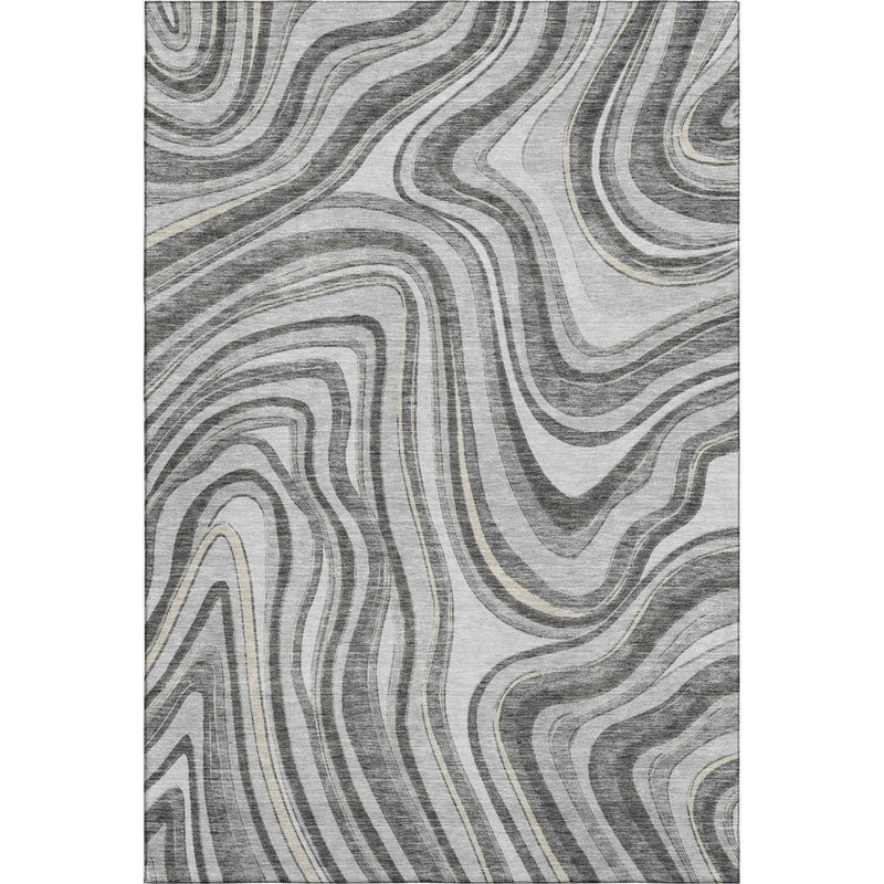 5' X 8' Gray And Ivory Marble Washable Area Rug With UV Protection