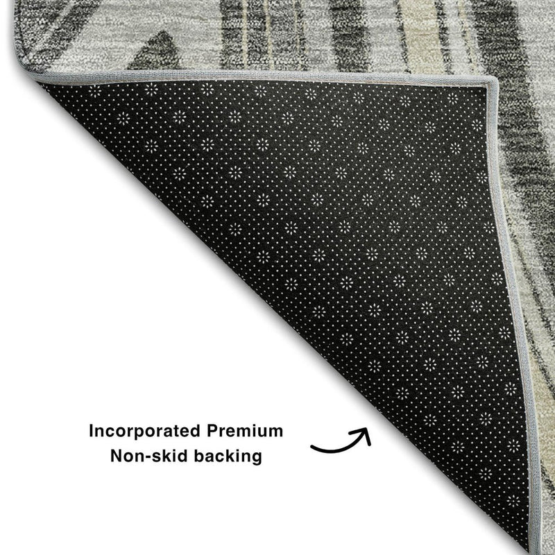 5' X 8' Gray And Ivory Marble Washable Area Rug With UV Protection