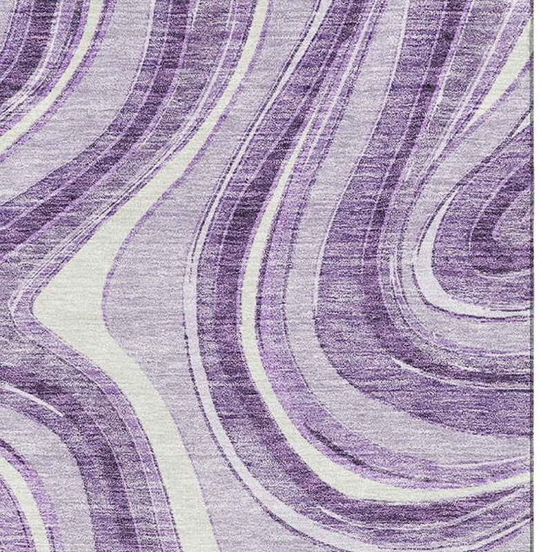 10' X 14' Lavender And Ivory Marble Washable Area Rug With UV Protection