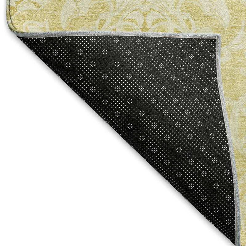 8' X 10' Gold And Ivory Medallion Washable Area Rug With UV Protection