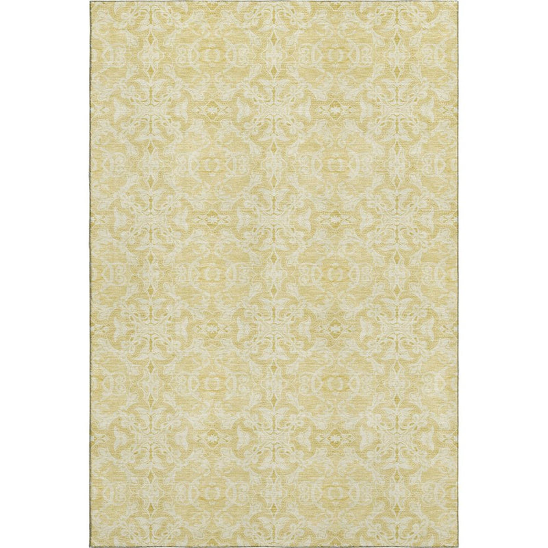 9' X 12' Gold And Ivory Medallion Washable Area Rug With UV Protection