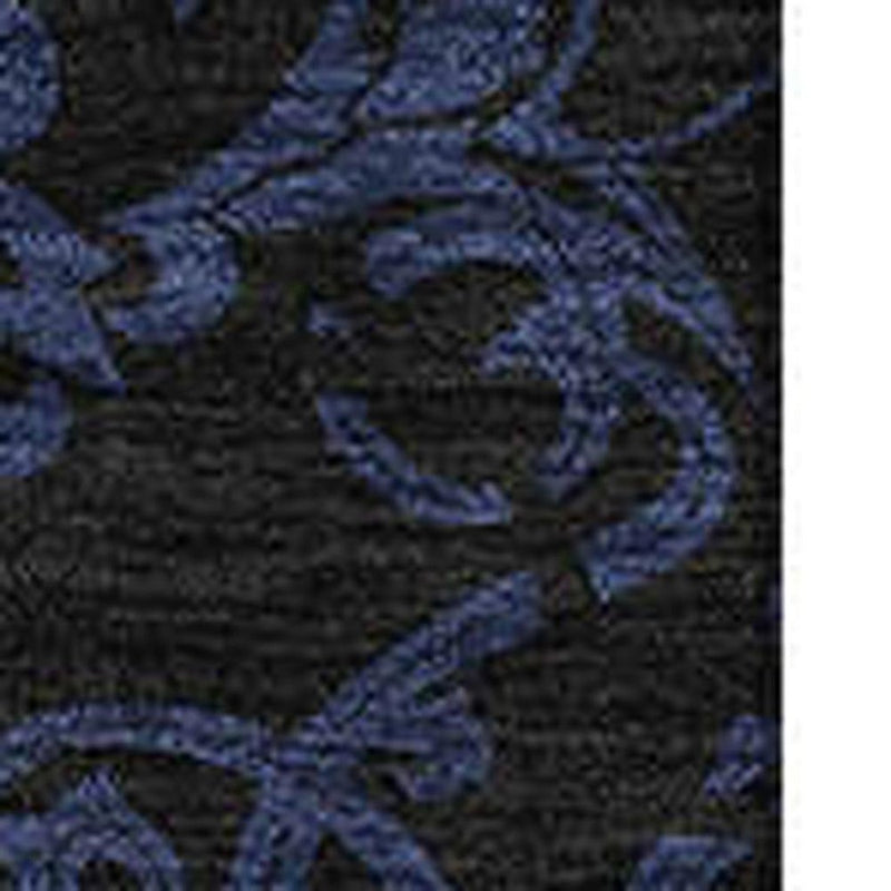 8' X 10' Blue And Charcoal Medallion Washable Area Rug With UV Protection