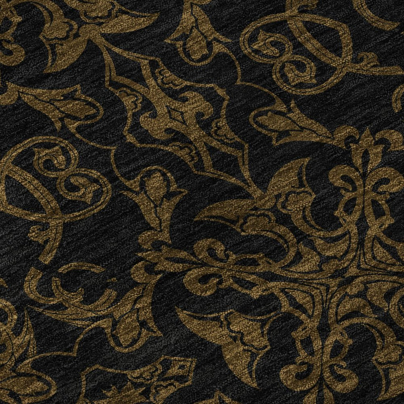 5' X 8' Brown And Charcoal Medallion Washable Area Rug With UV Protection