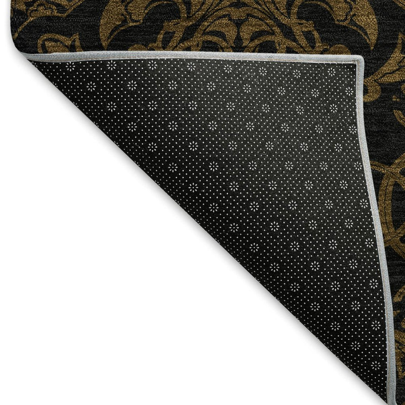 10' X 14' Brown And Charcoal Medallion Washable Area Rug With UV Protection