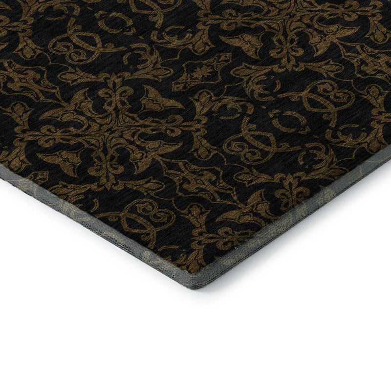 10' X 14' Brown And Charcoal Medallion Washable Area Rug With UV Protection