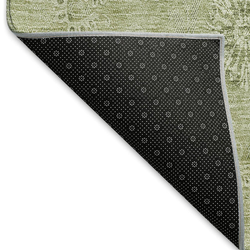 10' X 14' Sage And Ivory Floral Washable Area Rug With UV Protection