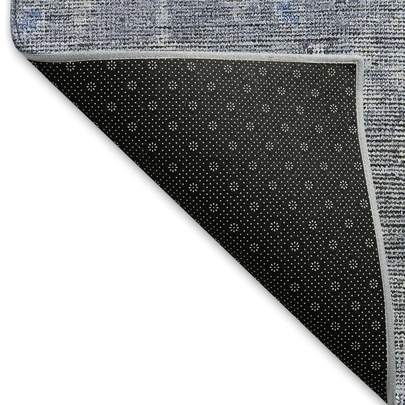 5' X 8' Blue And Gray Southwestern Washable Area Rug With UV Protection