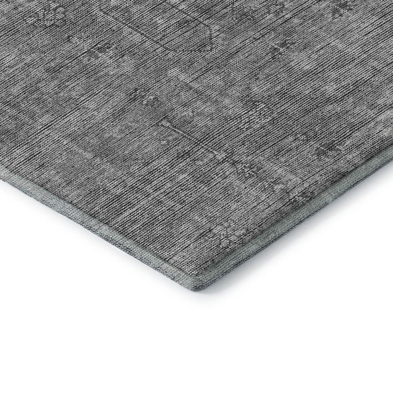 8' X 10' Gray And Silver Southwestern Washable Area Rug With UV Protection
