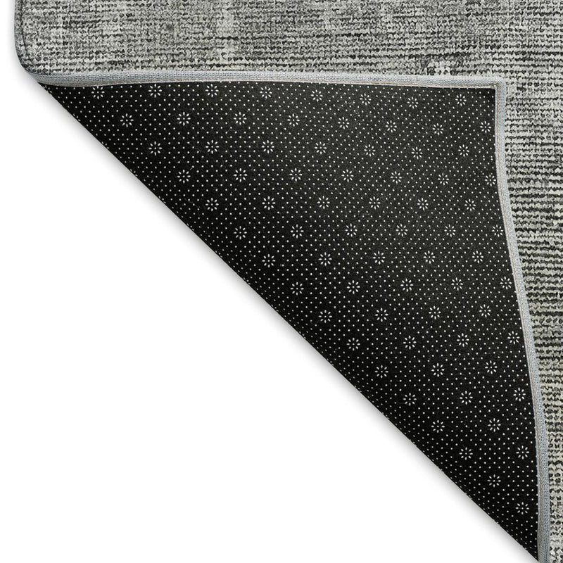 9' X 12' Gray And Silver Southwestern Washable Area Rug With UV Protection