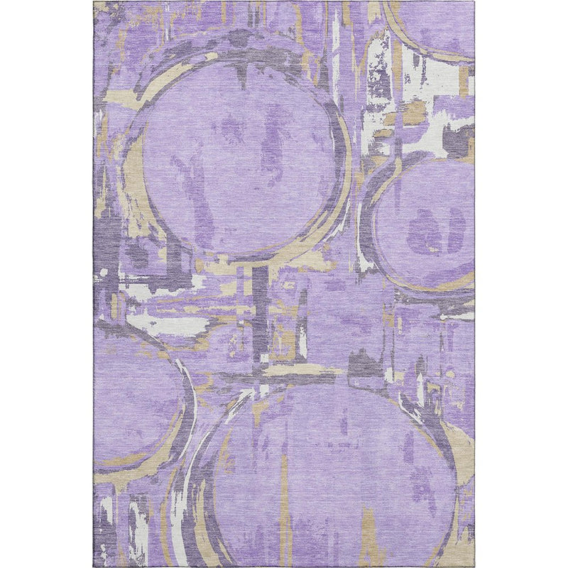 5' X 8' Lavender Beige And Gray Geometric Washable Area Rug With UV Protection
