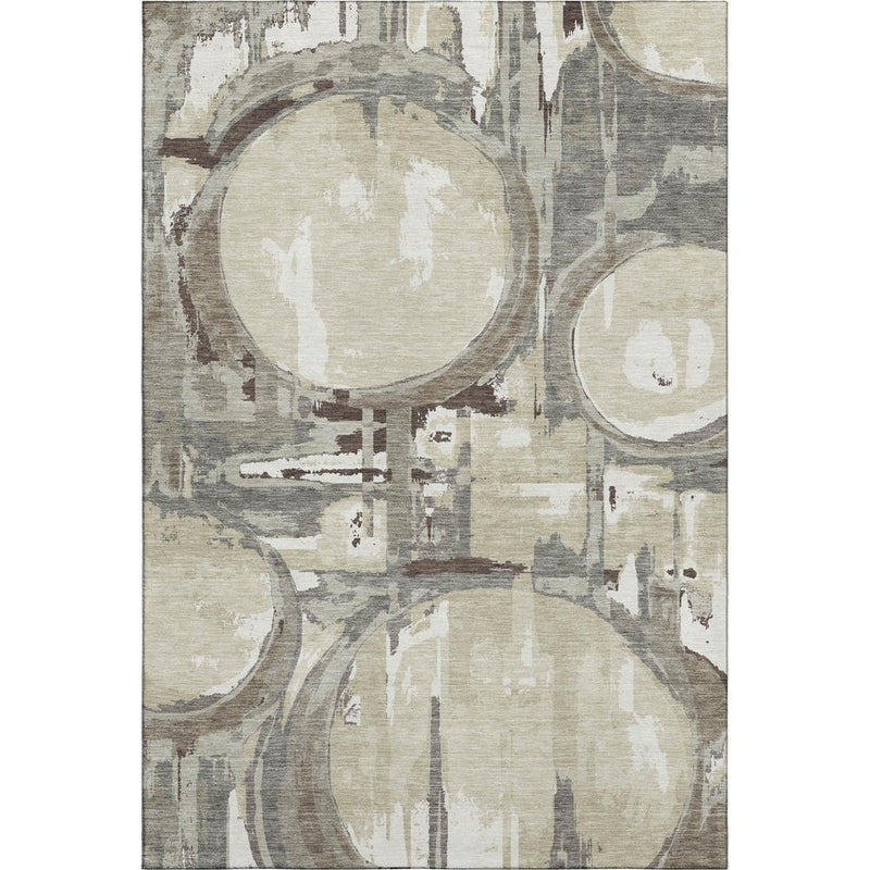 9' X 12' Tan Beige And Gray Geometric Washable Area Rug With UV Protection