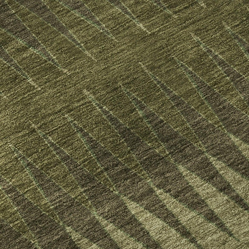 8' X 10' Olive Green And Chocolate Striped Washable Area Rug With UV Protection