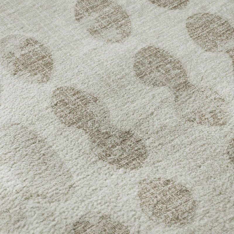 5' X 8' Ivory And Beige Polka Dot Washable Area Rug With UV Protection