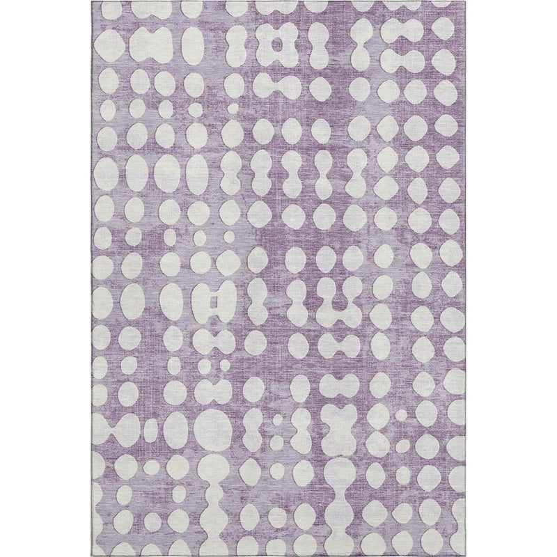 5' X 8' Purple And Ivory Polka Dot Washable Area Rug With UV Protection