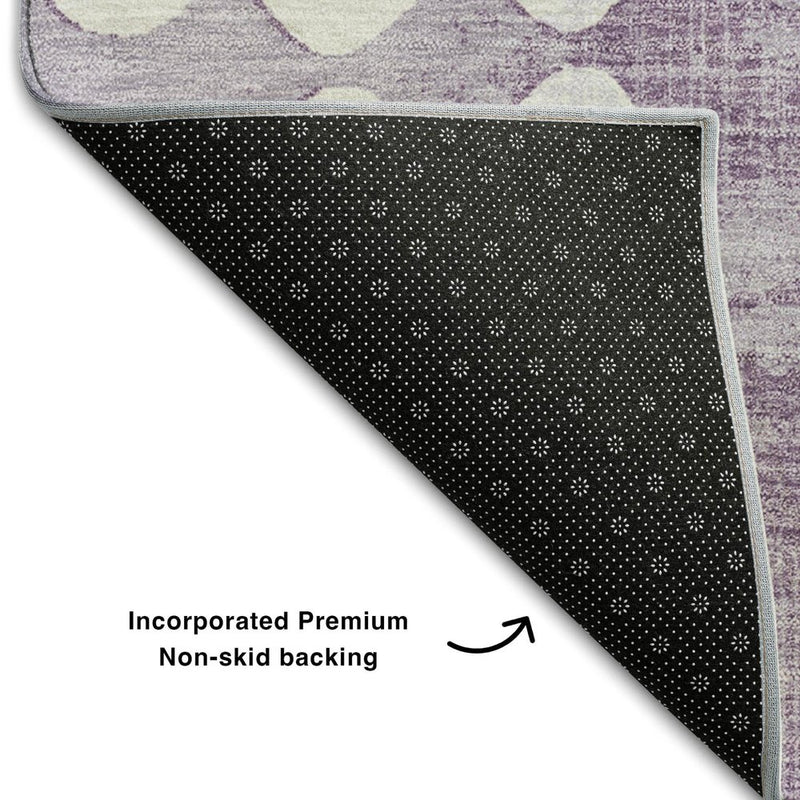 8' X 10' Purple And Ivory Polka Dot Washable Area Rug With UV Protection