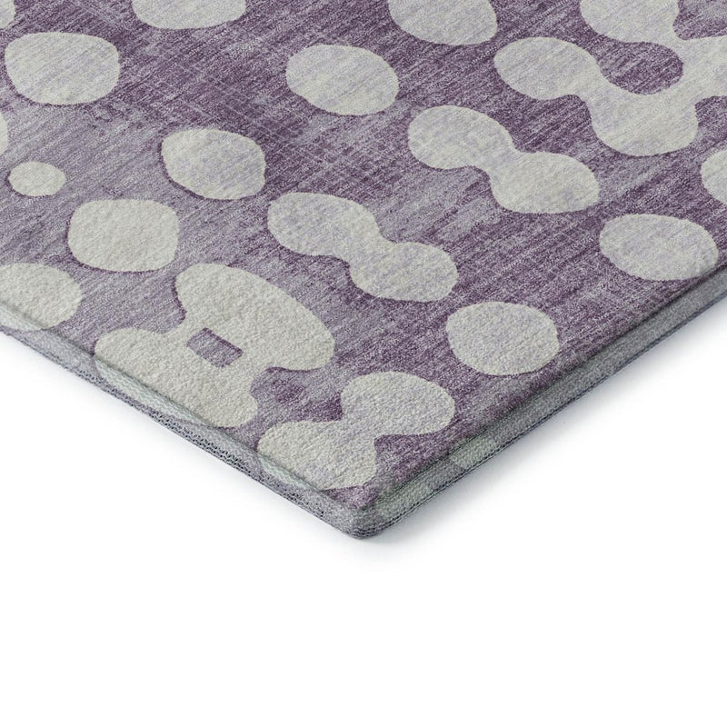 8' X 10' Purple And Ivory Polka Dot Washable Area Rug With UV Protection
