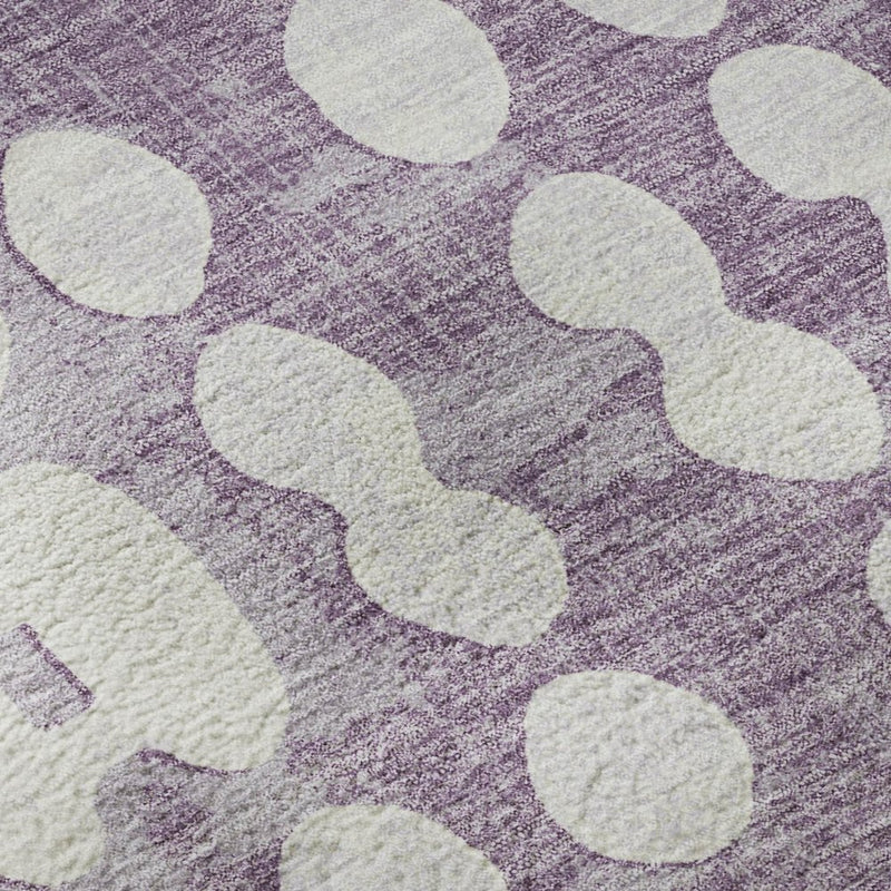 8' X 10' Purple And Ivory Polka Dot Washable Area Rug With UV Protection