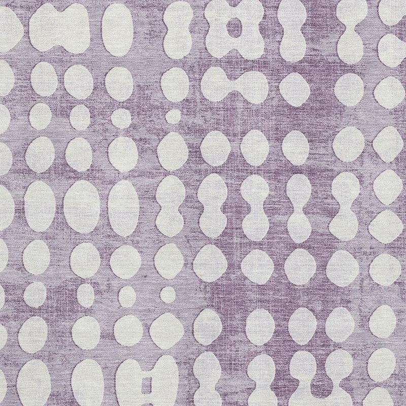 8' X 10' Purple And Ivory Polka Dot Washable Area Rug With UV Protection