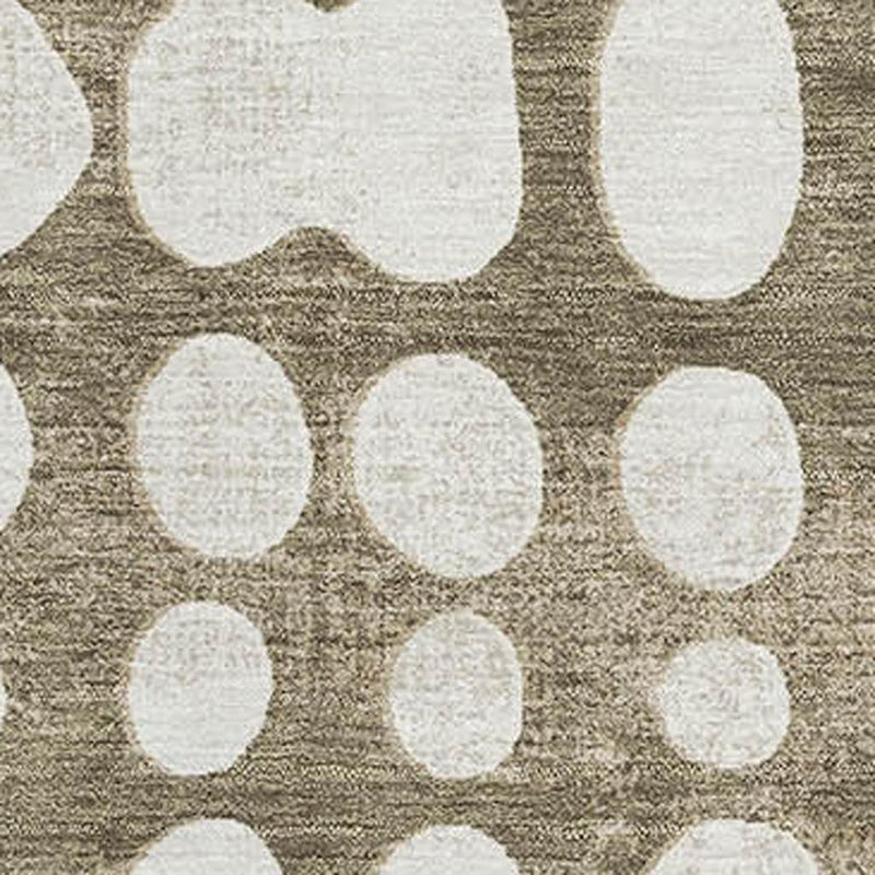 9' X 12' Taupe And Ivory Polka Dot Washable Area Rug With UV Protection