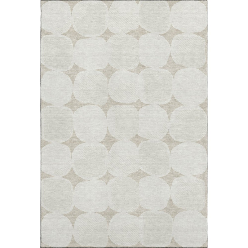 8' X 10' Beige And Ivory Abstract Geometric Washable Area Rug With UV Protection