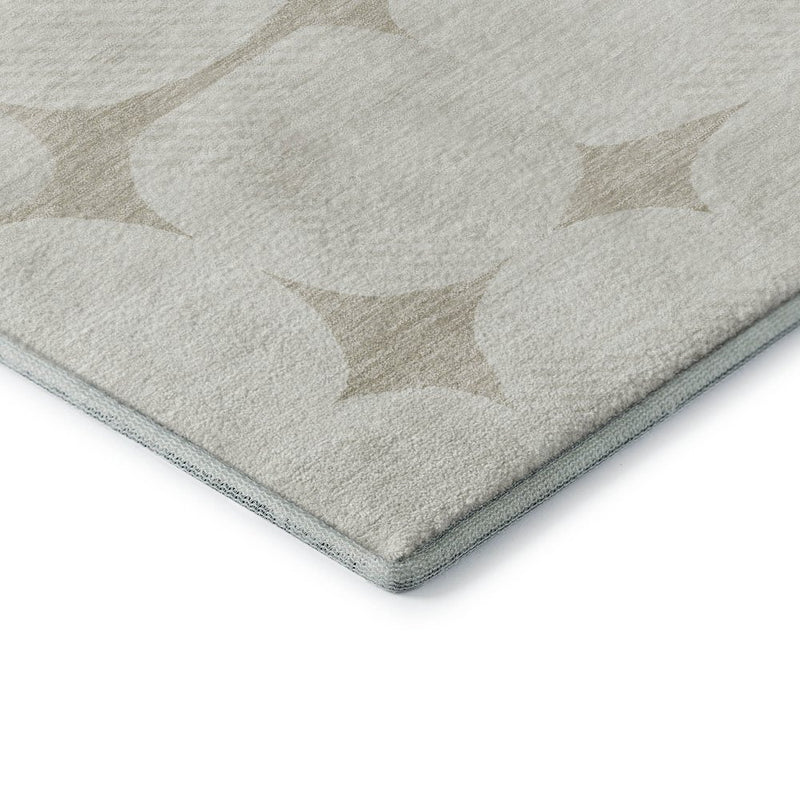 9' X 12' Beige And Ivory Abstract Geometric Washable Area Rug With UV Protection